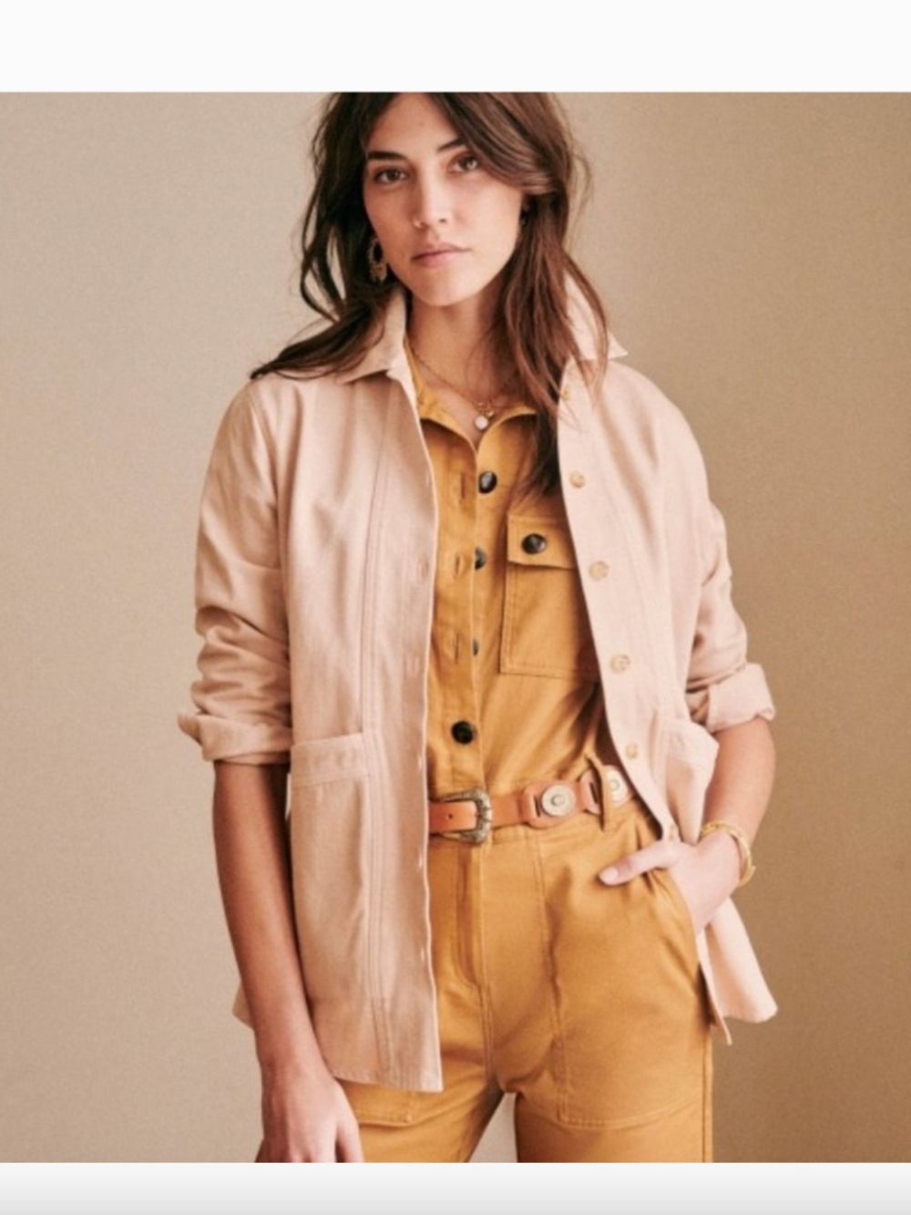 Sezane Blush Will Soft Pink Denim Jacket with Front Pockets Size M